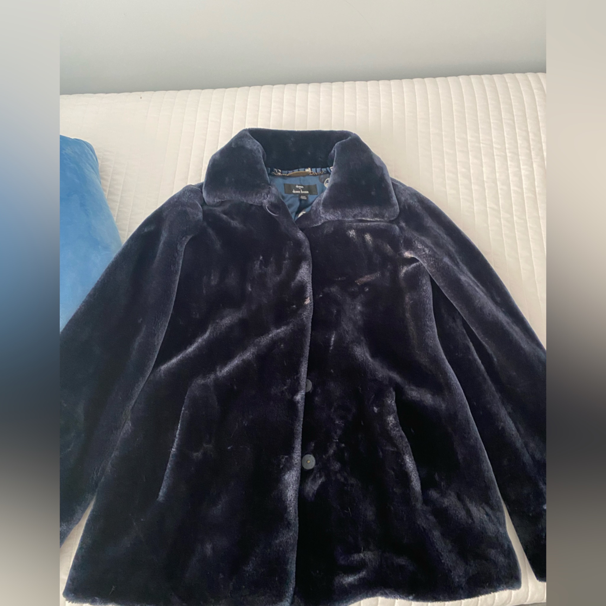 Vintage Blue Faux Fur Coat